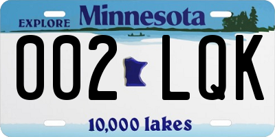 MN license plate 002LQK