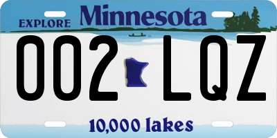 MN license plate 002LQZ