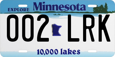 MN license plate 002LRK
