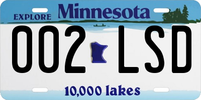 MN license plate 002LSD
