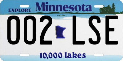 MN license plate 002LSE