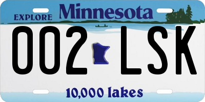MN license plate 002LSK
