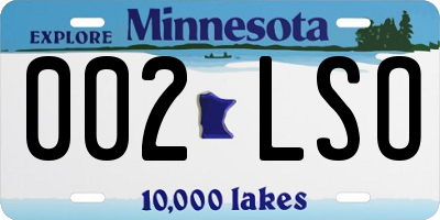 MN license plate 002LSO