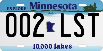 MN license plate 002LST