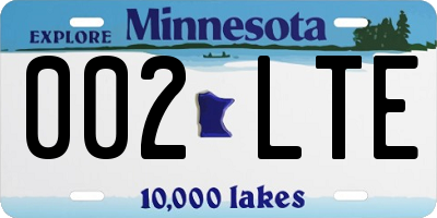 MN license plate 002LTE