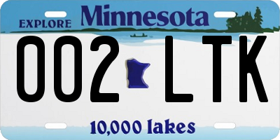MN license plate 002LTK