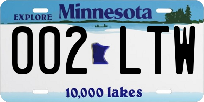 MN license plate 002LTW