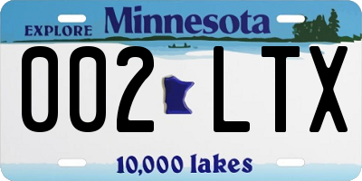 MN license plate 002LTX