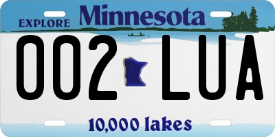 MN license plate 002LUA