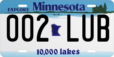 MN license plate 002LUB