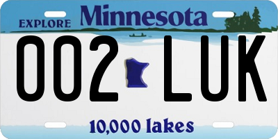 MN license plate 002LUK