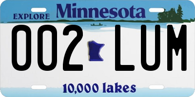 MN license plate 002LUM