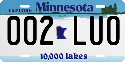 MN license plate 002LUO