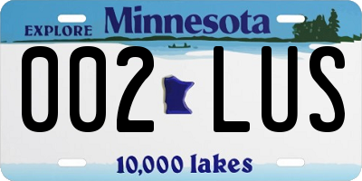 MN license plate 002LUS