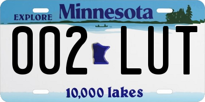 MN license plate 002LUT