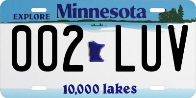 MN license plate 002LUV