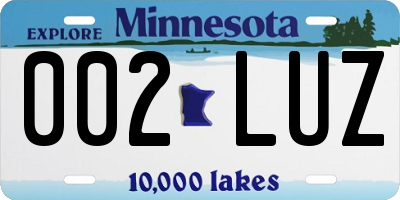 MN license plate 002LUZ