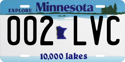 MN license plate 002LVC