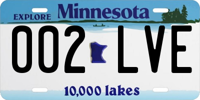 MN license plate 002LVE