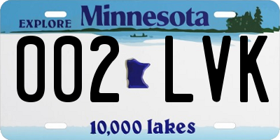 MN license plate 002LVK
