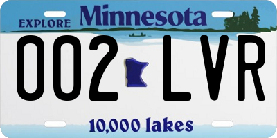 MN license plate 002LVR