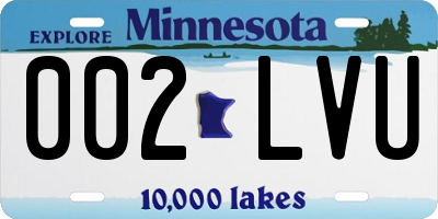 MN license plate 002LVU