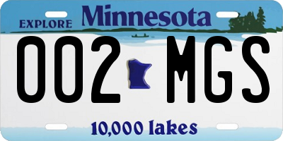 MN license plate 002MGS