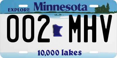 MN license plate 002MHV