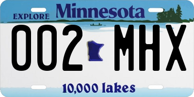 MN license plate 002MHX