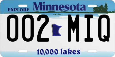 MN license plate 002MIQ
