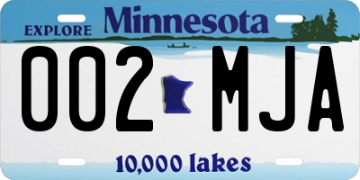 MN license plate 002MJA