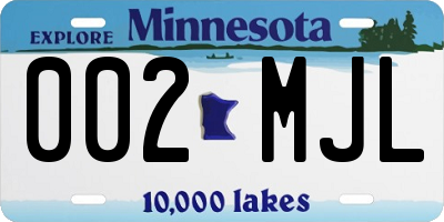 MN license plate 002MJL