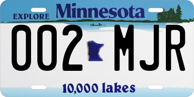 MN license plate 002MJR