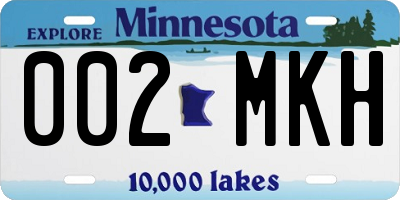 MN license plate 002MKH