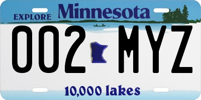 MN license plate 002MYZ