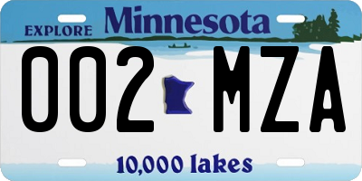 MN license plate 002MZA