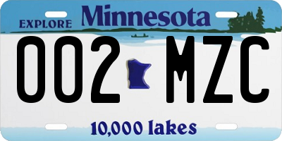 MN license plate 002MZC
