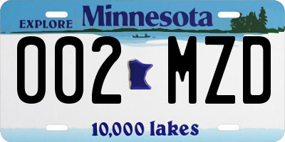 MN license plate 002MZD