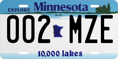 MN license plate 002MZE