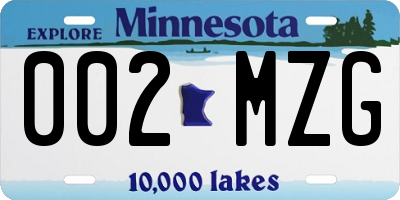 MN license plate 002MZG