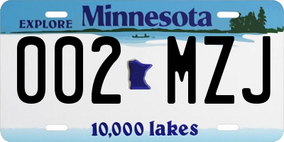 MN license plate 002MZJ