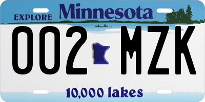 MN license plate 002MZK