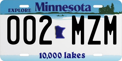 MN license plate 002MZM