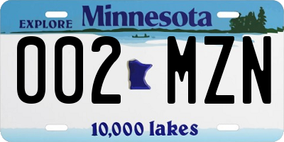 MN license plate 002MZN