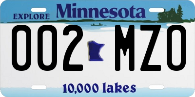 MN license plate 002MZO
