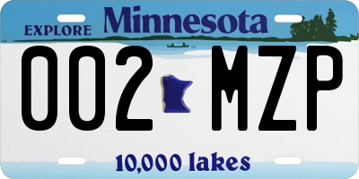 MN license plate 002MZP