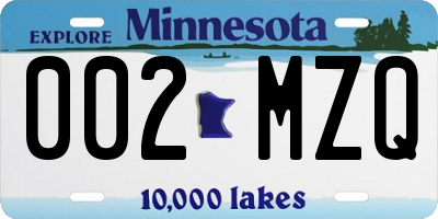 MN license plate 002MZQ
