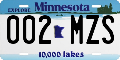 MN license plate 002MZS