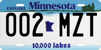 MN license plate 002MZT