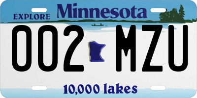 MN license plate 002MZU